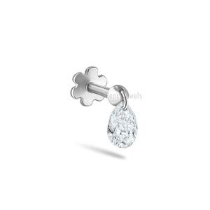 Maria Tash floating pear- 10k white gold & lab diamond